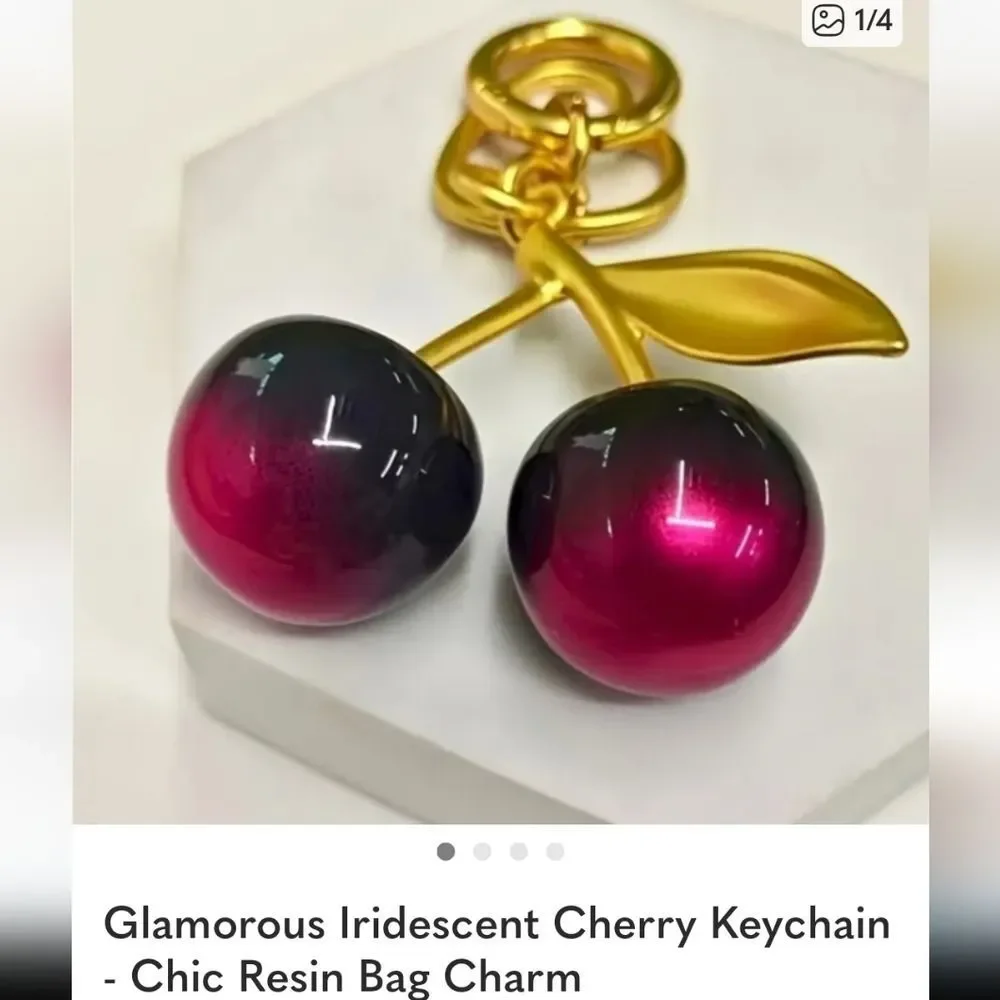Iridescent Cherry Keychain